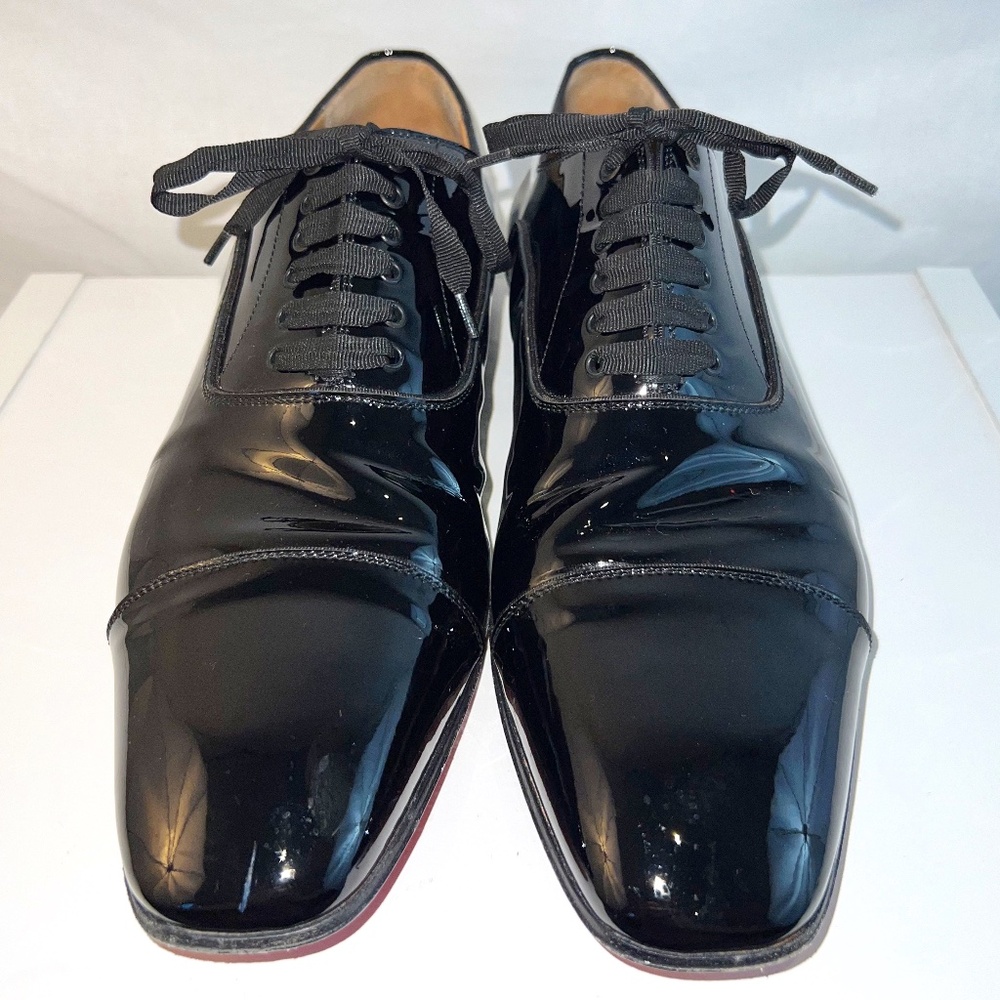 Christian Louboutin - Gently Used Flat Patent Black Greggo Dress Shoe 10.5/43.5
